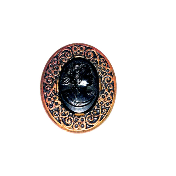 Antique Funeral Mourning Cameo Brooch Black Oval Unsigned Pin FREE SHIPPING - Picture 3 of 5